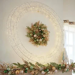 KAEMINGK Couronne de Noël Géante lumineuse Micro 1800 LED (D116 cm) Éclats et blanc chaud Argent Outlet