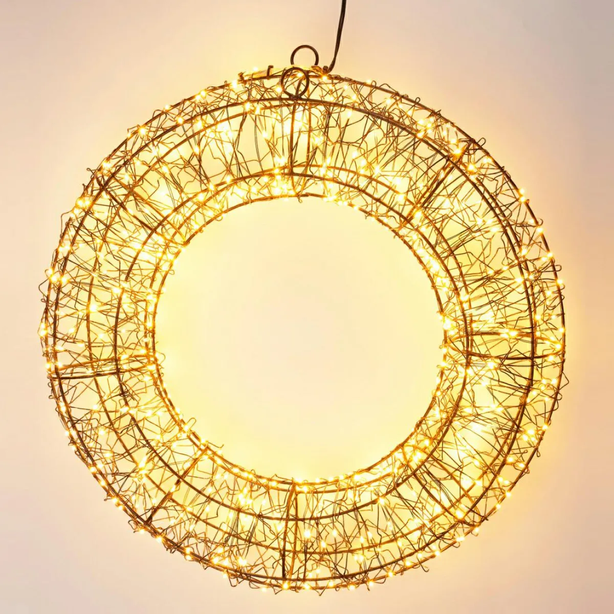 KOOPMAN Couronne de Noël lumineuse 500 micro LED (D38 cm) Star Light et blanc chaud Noir Sale