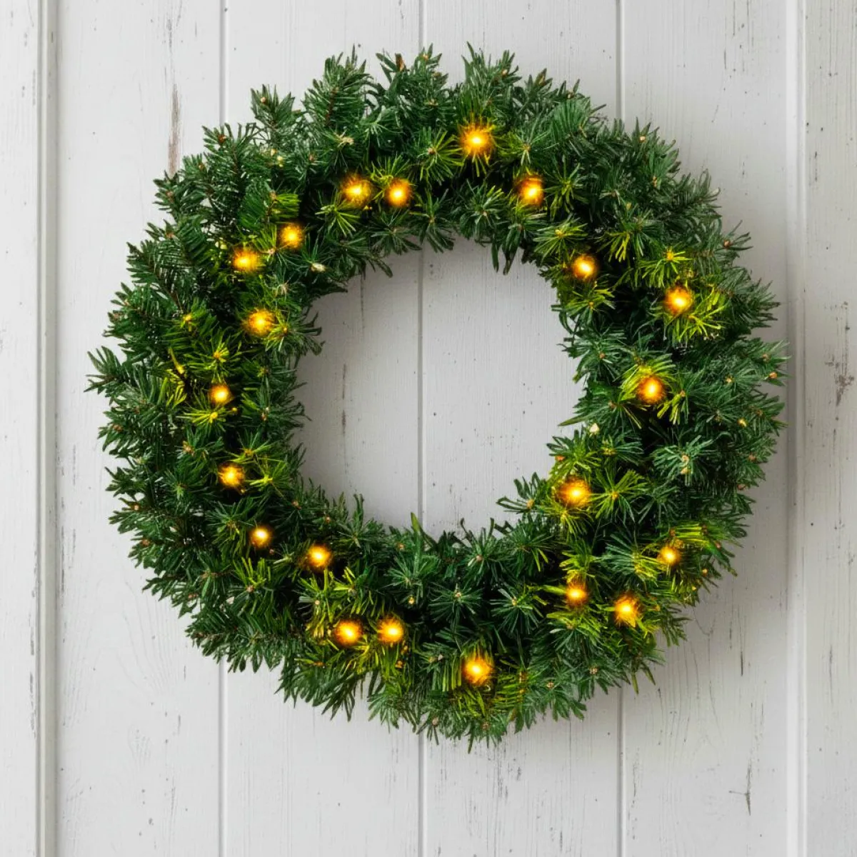 EMINZA Couronne de Noël lumineuse (D60 cm) Royal Vert et blanc chaud Sapin vert lumineux Sale
