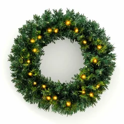 EMINZA Couronne de Noël lumineuse (D60 cm) Royal Vert et blanc chaud Sapin vert lumineux Sale