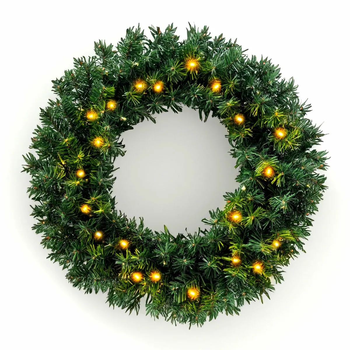 EMINZA Couronne de Noël lumineuse (D60 cm) Royal Vert et blanc chaud Sapin vert lumineux Sale