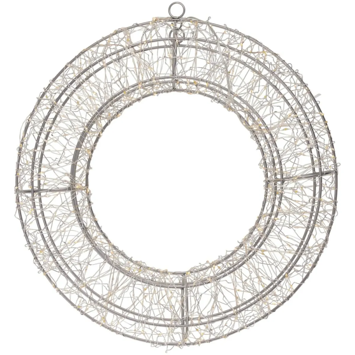 KOOPMAN Couronne de Noël lumineuse 500 micro LED (D38 cm) Star Light et blanc froid Argent New