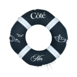 STOF Coussin bouée en coton (50 cm) Bordemer Bleu marine