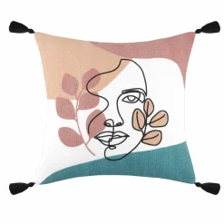 LOVELY CASA Coussin carré (40 cm) Esquisse Multicolore New