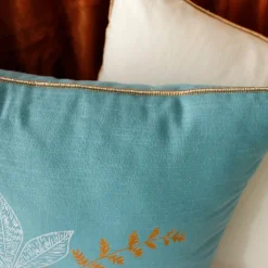 ENJOY HOME Coussin carré (40 cm) Vegetalis motif Bleu lagon Bleu clair Hot