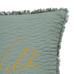 Atmosphera, cru017dateur d'intu017drieur Coussin carré brodé (45 x 45 cm) Wild Vert céladon