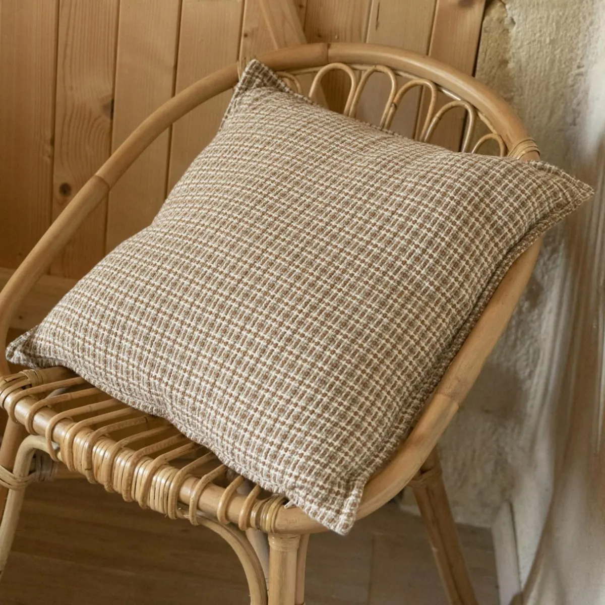 EMINZA Coussin carré coton (50 x 50 cm) Marius Marron Clearance