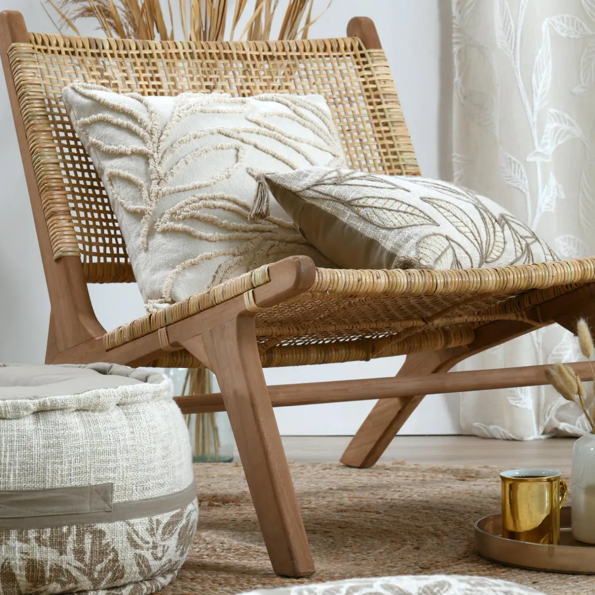 STOF Coussin carré coton (40 x 40 cm) Hemera Beige Naturel Hot