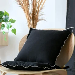 STOF Coussin carré coton (45 x 45 cm) Helios Noir