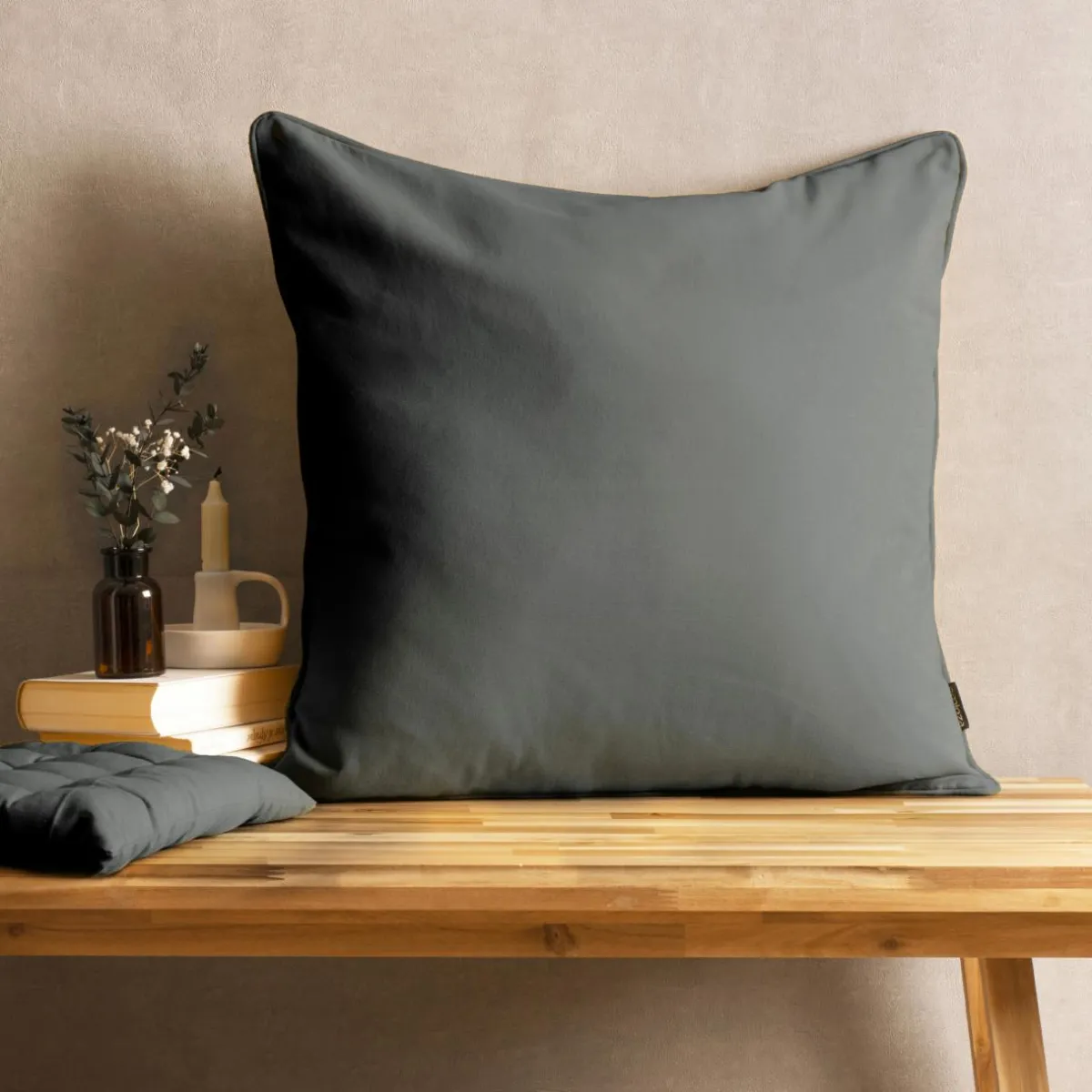 EMINZA Coussin carré coton (60 x 60 cm) Pixel Gris Anthracite Online