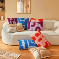 Atmosphera, cru017dateur d'intu017drieur Coussin carré coton (50 x 50 cm) Poppy Violet Best