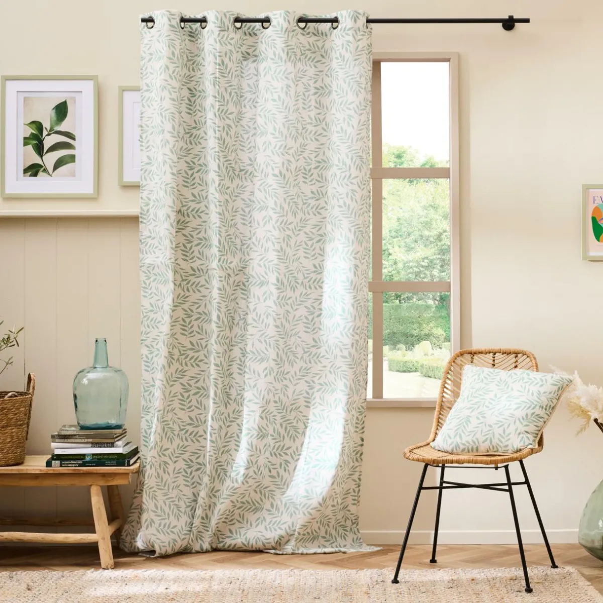douceur d'intu017drieur Coussin carré coton (45 x 45 cm) Naya Vert sauge Outlet