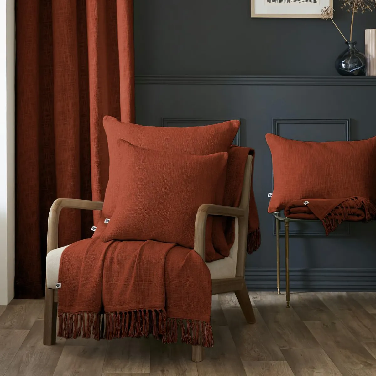 L'EFFET PAPILLON Coussin carré coton (45 x 45 cm) Sixtine Terracotta Best