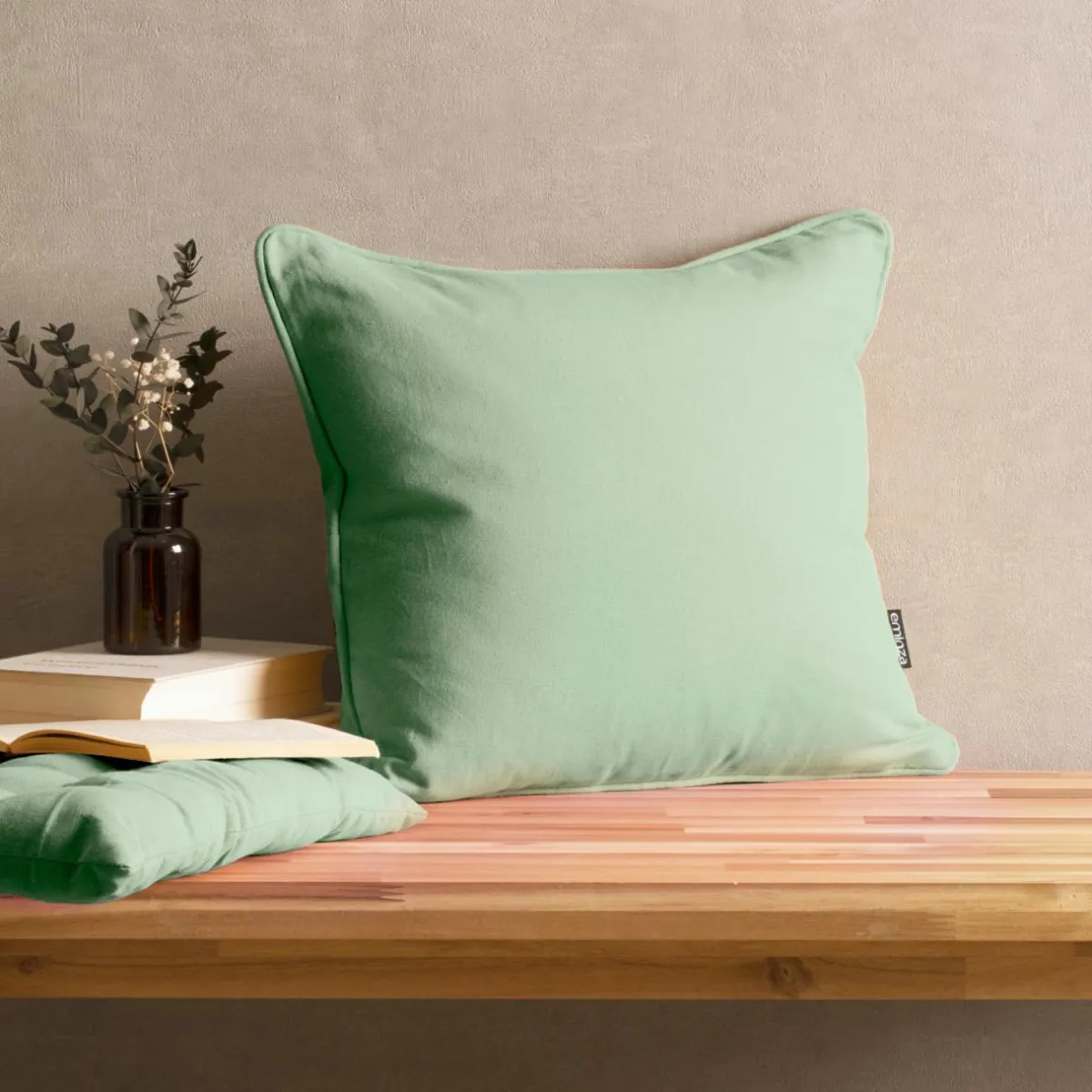 EMINZA Coussin carré coton (40 x 40 cm) Pixel Vert menthe Discount