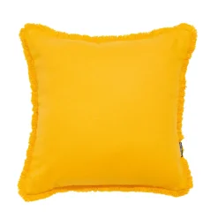 EMINZA Coussin carré coton (45 x 45 cm) Pixel franges Jaune moutarde Sale