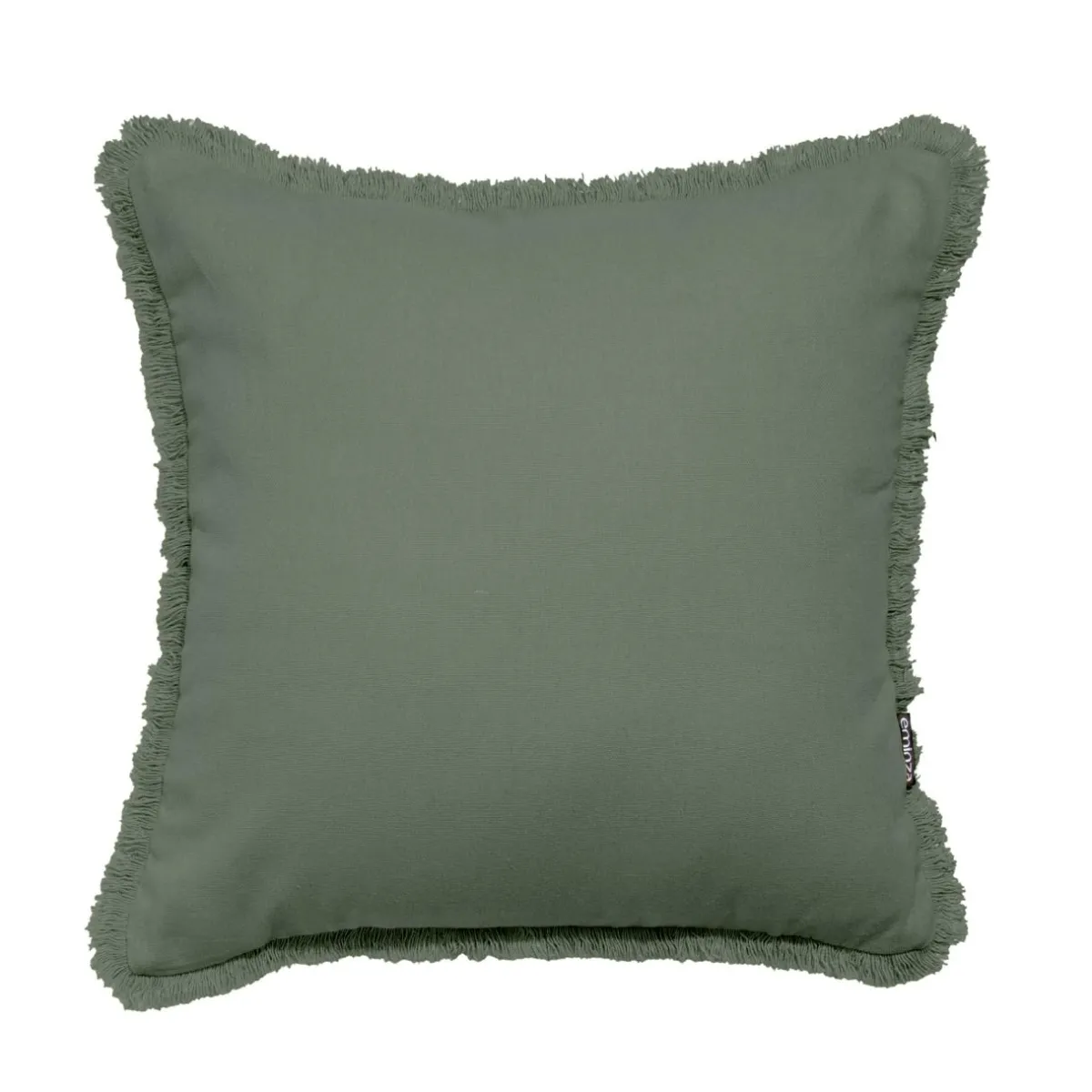 EMINZA Coussin carré coton (45 x 45 cm) Pixel franges Vert kaki