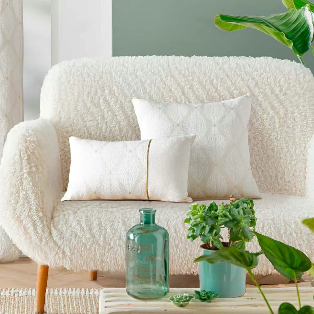 douceur d'intu017drieur Coussin carré coton (45 x 45 cm) Maho Blanc Discount