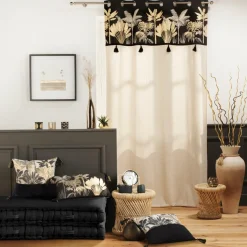 COTON d'intu017drieur Coussin carré coton (40 x 40 cm) Karaba Noir
