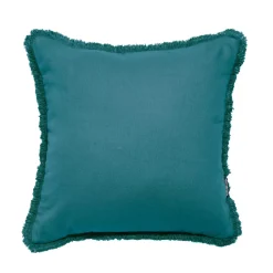 EMINZA Coussin carré coton (45 x 45 cm) Pixel franges Bleu canard Discount