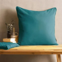 EMINZA Coussin carré coton (60 x 60 cm) Pixel Bleu canard Outlet