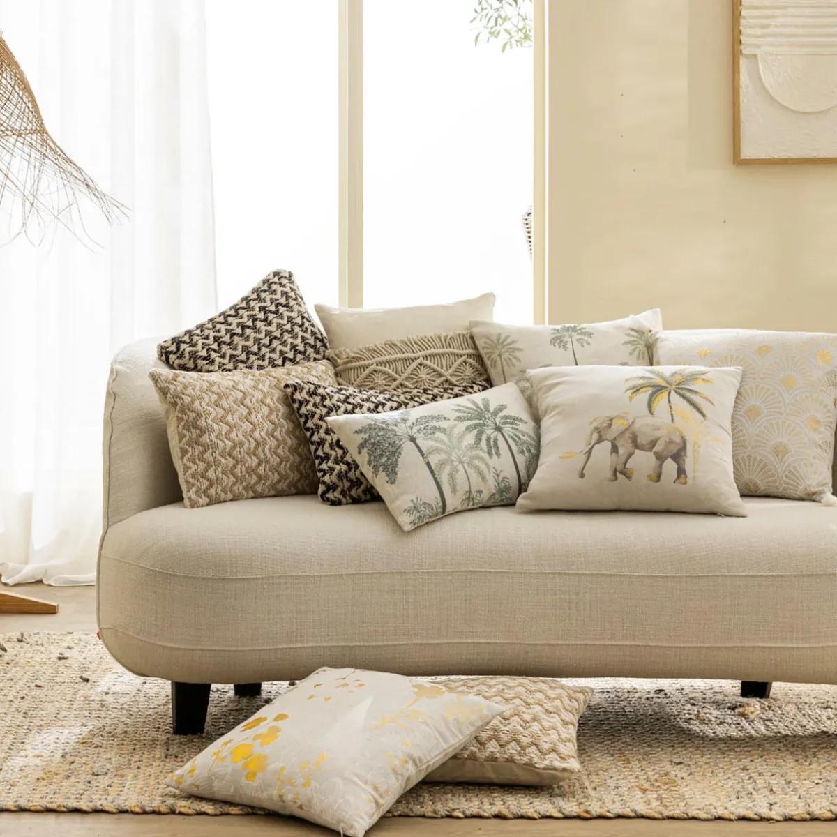 douceur d'intu017drieur Coussin carré coton (45 x 45 cm) Willo Ecru Sale