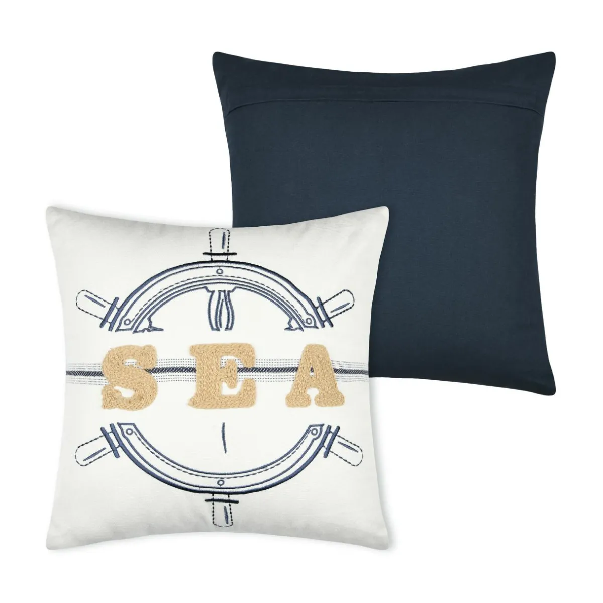 STOF Coussin carré coton (45 x 45 cm) Maritime Bleu marine Sale
