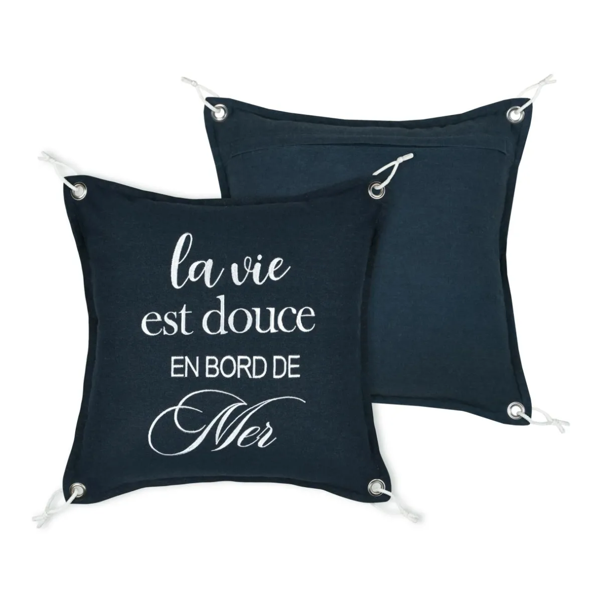 STOF Coussin carré coton (50 x 50 cm) Bordemer Bleu marine Best