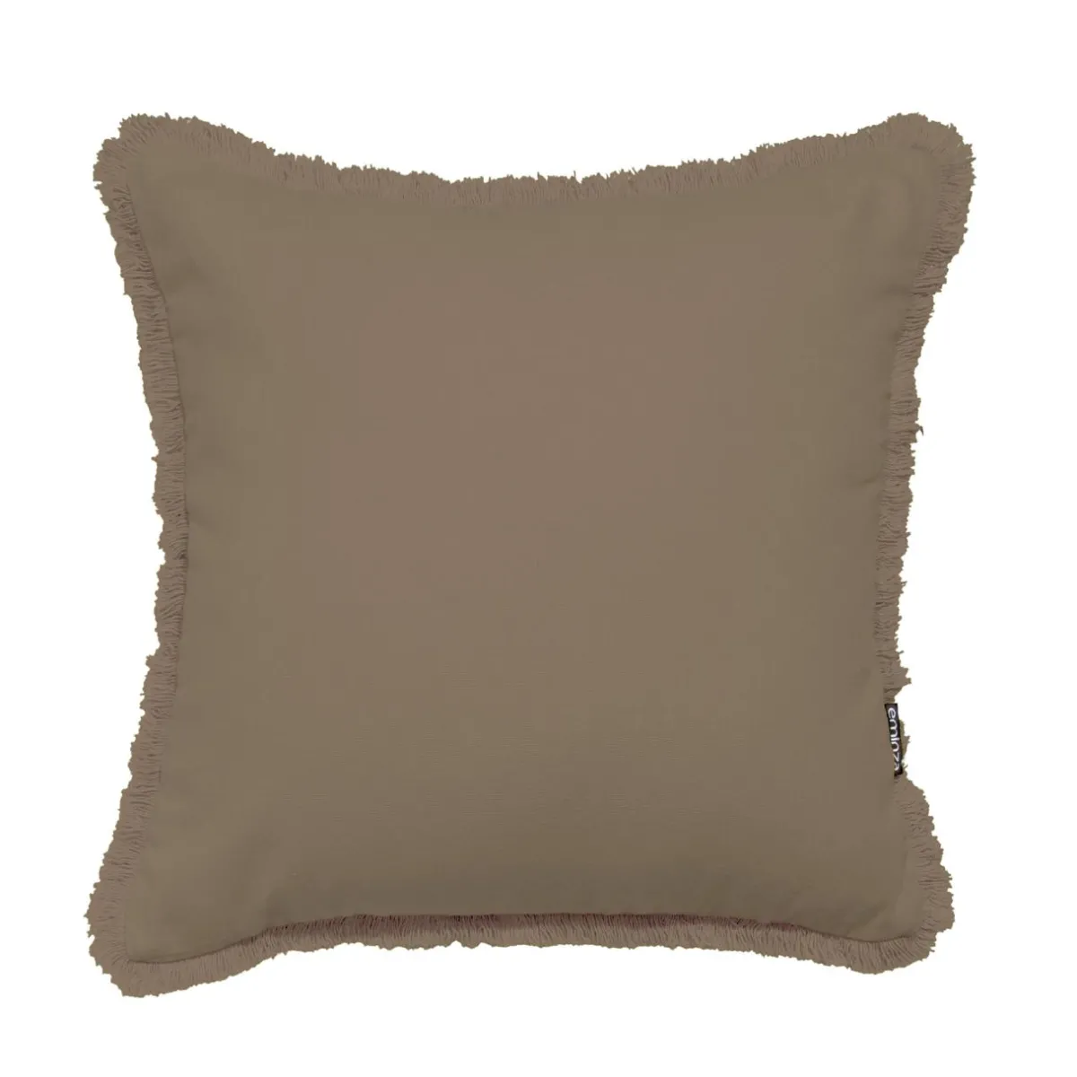EMINZA Coussin carré coton (45 x 45 cm) Pixel franges Taupe Discount
