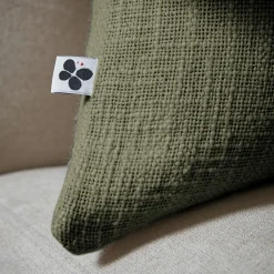 L'EFFET PAPILLON Coussin carré coton (60 x 60 cm) Sixtine Vert romarin Outlet