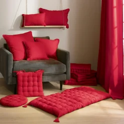 EMINZA Coussin carré coton (60 x 60 cm) Pixel Rouge Outlet