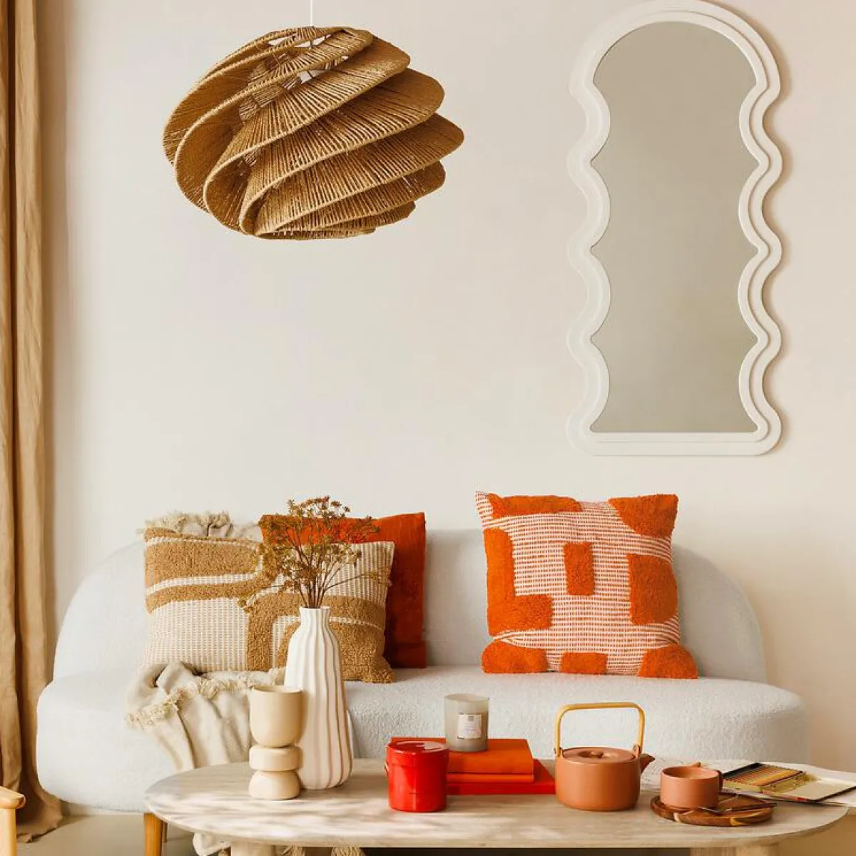 Atmosphera, cru017dateur d'intu017drieur Coussin carré coton (50 x 50 cm) Poppy Orange Outlet