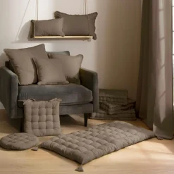 EMINZA Coussin carré coton (40 x 40 cm) Pixel Taupe Hot