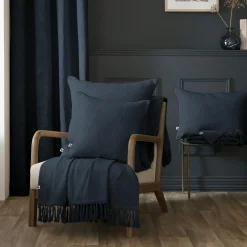 L'EFFET PAPILLON Coussin carré coton (60 x 60 cm) Sixtine Bleu nuit Hot