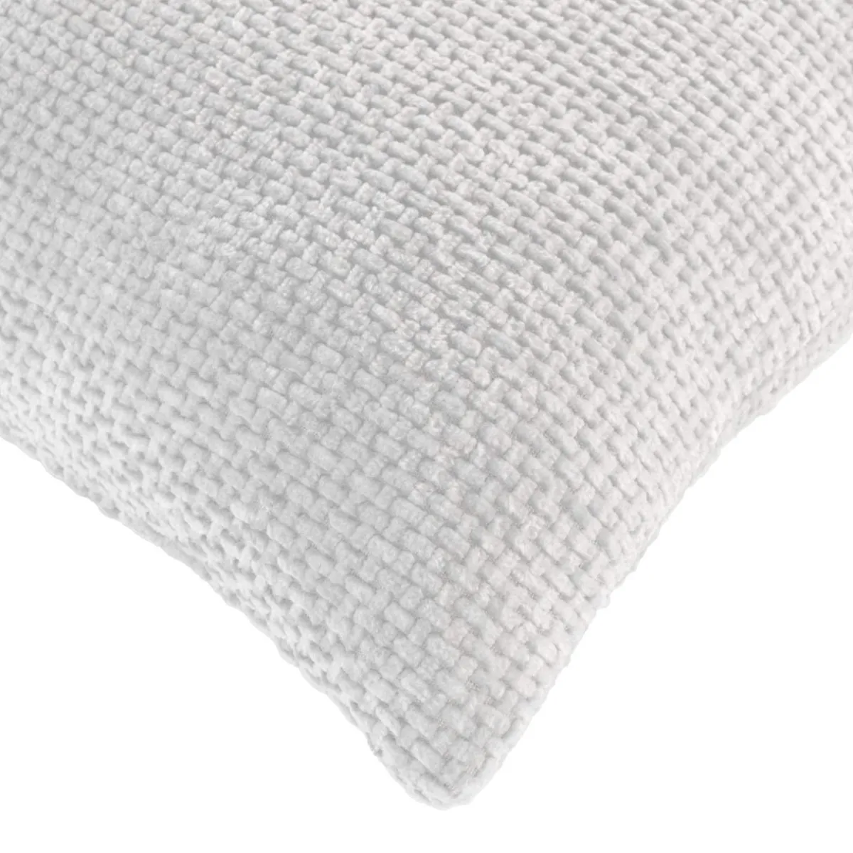 douceur d'intu017drieur Coussin carré en velours chenille (45 x 45 cm) Leo Blanc Online