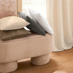 douceur d'intu017drieur Coussin carré en velours chenille (45 x 45 cm) Leo Blanc Online