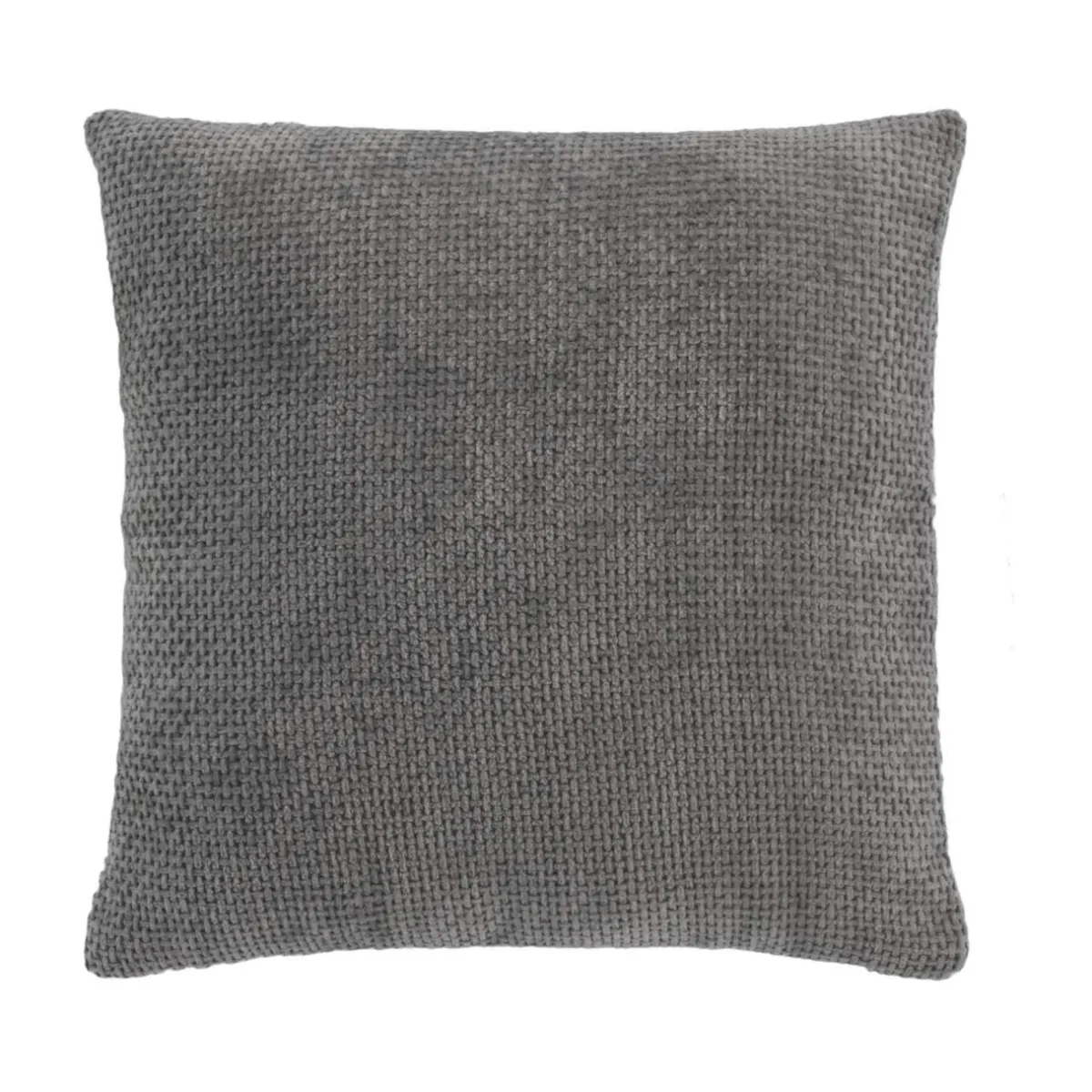 douceur d'intu017drieur Coussin carré en velours chenille (45 x 45 cm) Leo Gris Anthracite New