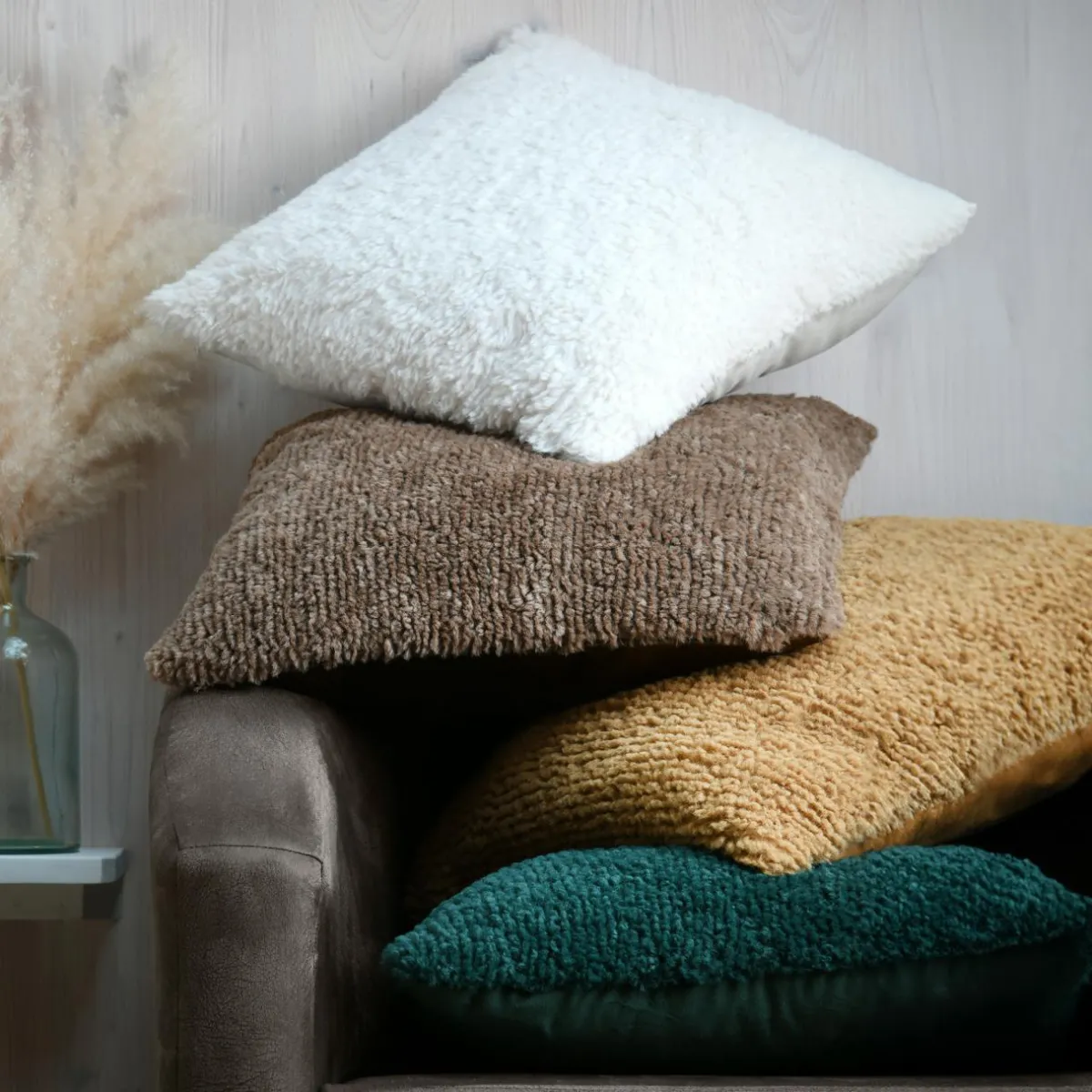 STOF Coussin carré fausse fourrure (45 x 45 cm) Timmy Taupe Best