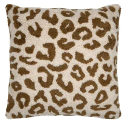 STOF Coussin carré fausse fourrure léopard (45 x 45 cm) Fauves Beige