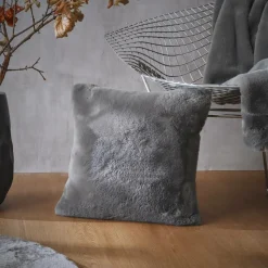 EMINZA Coussin carré fausse fourrure (45 x 45 cm) Finn Gris Anthracite