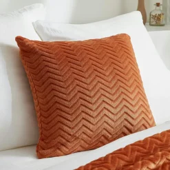 EMINZA Coussin carré flanelle (45 x 45 cm) Zag Cuivre Discount