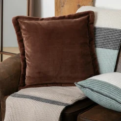 Atmosphera, cru017dateur d'intu017drieur Coussin carré flanelle (53 x 53 cm) Cuddly Marron