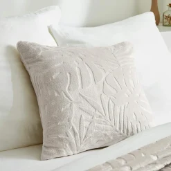 EMINZA Coussin carré flanelle (45 x 45 cm) Flore Ecru
