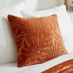 EMINZA Coussin carré flanelle (45 x 45 cm) Flore Cuivre New