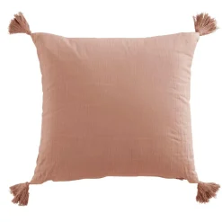 EMINZA Coussin carré gaze de coton (40 x 40 cm) Gaïa Rose Pêche Best