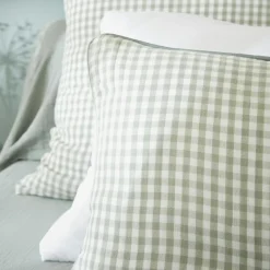 EMINZA Coussin carré gaze de coton (45 x 45 cm) Gaïa vichy Vert Eucalyptus Hot
