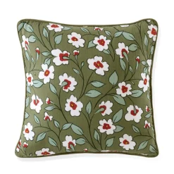 EMINZA Coussin carré gaze de coton (45 x 45 cm) Gaïa Marguerite Vert Romarin Outlet
