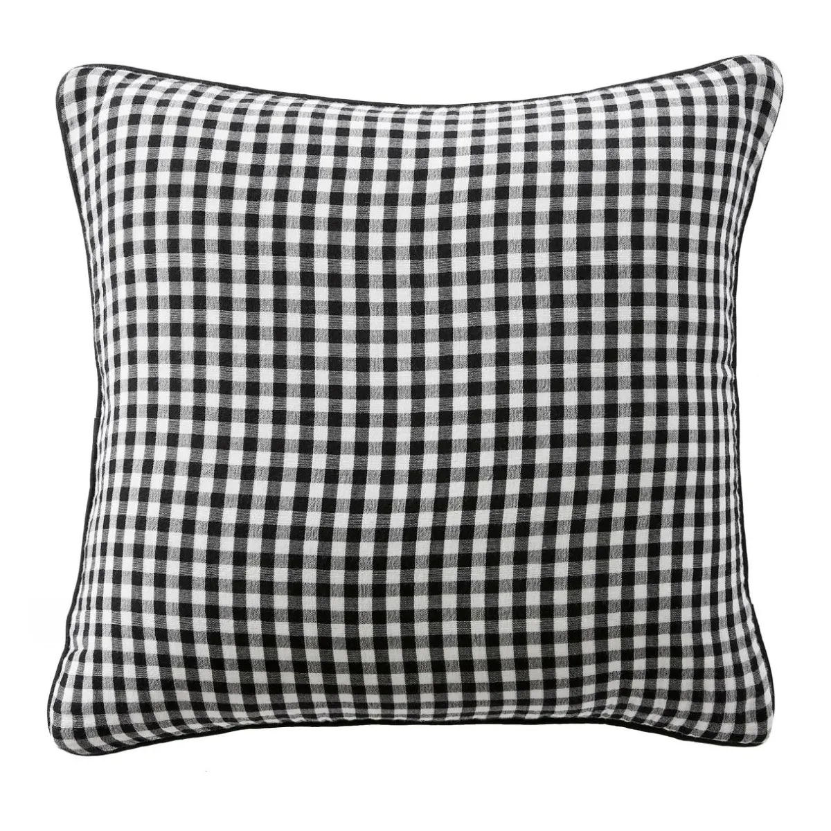 EMINZA Coussin carré gaze de coton (45 x 45 cm) Gaïa vichy Noir Clearance