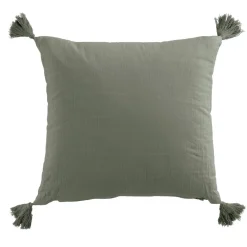 EMINZA Coussin carré gaze de coton (40 x 40 cm) Gaïa Vert romarin Sale