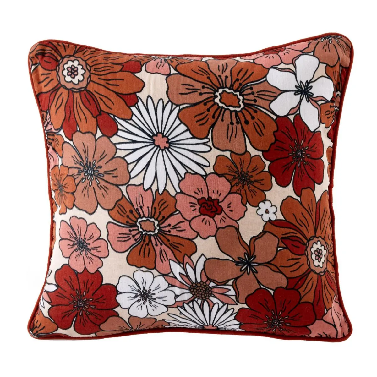 EMINZA Coussin carré gaze de coton (45 x 45 cm) Gaïa Azalée Terracotta Outlet