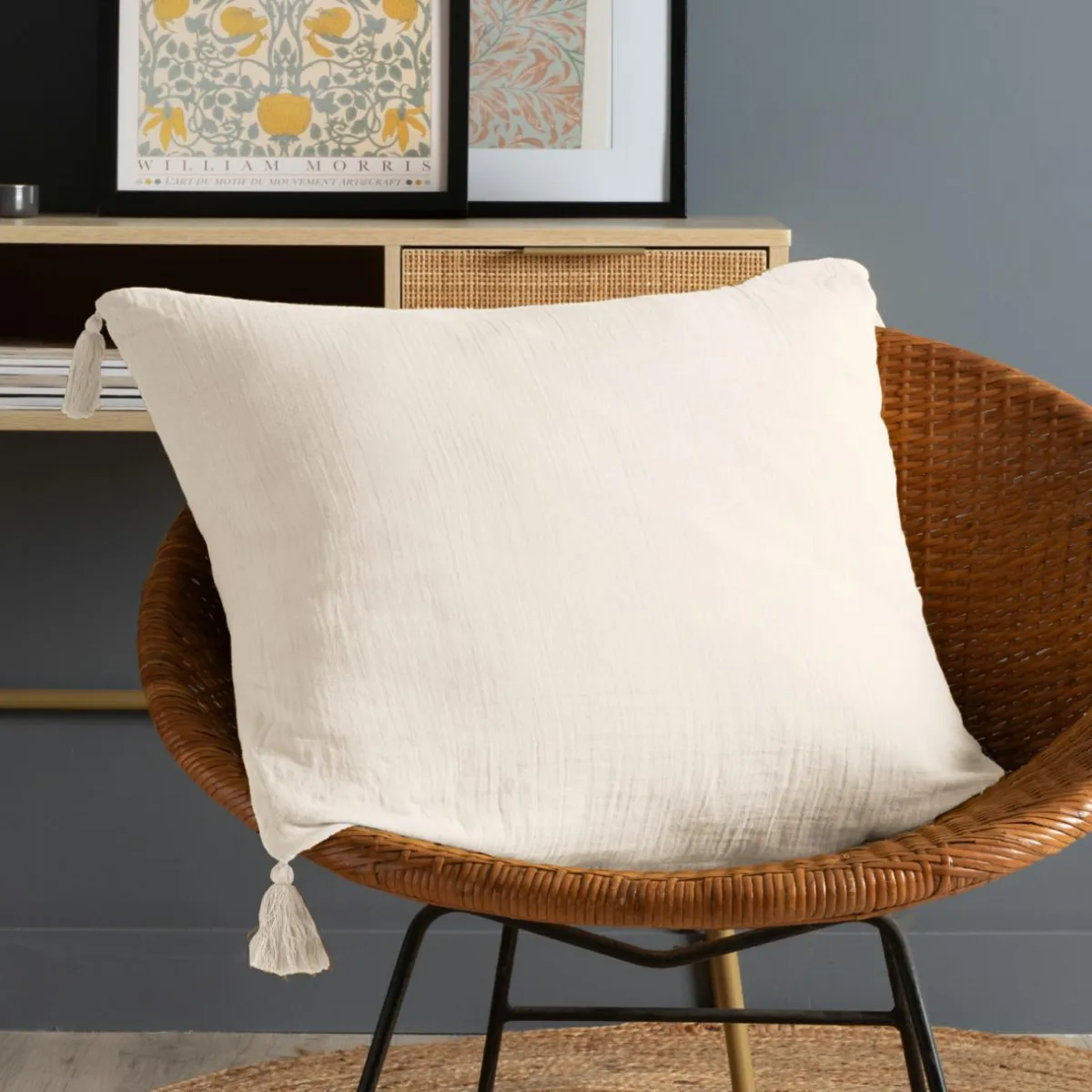 EMINZA Coussin carré gaze de coton (60 x 60 cm) Gaïa pampa Beige Best